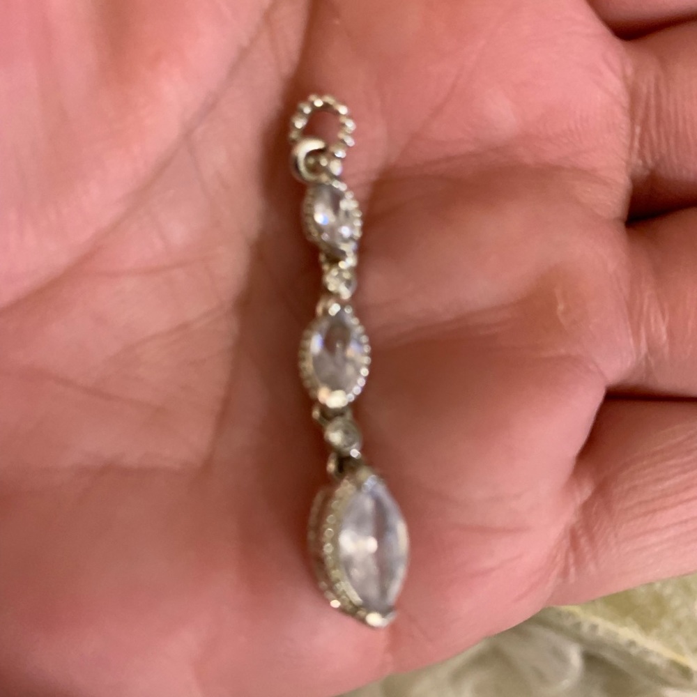 Sterling Silver CZ Diamond 3 Stone Charm